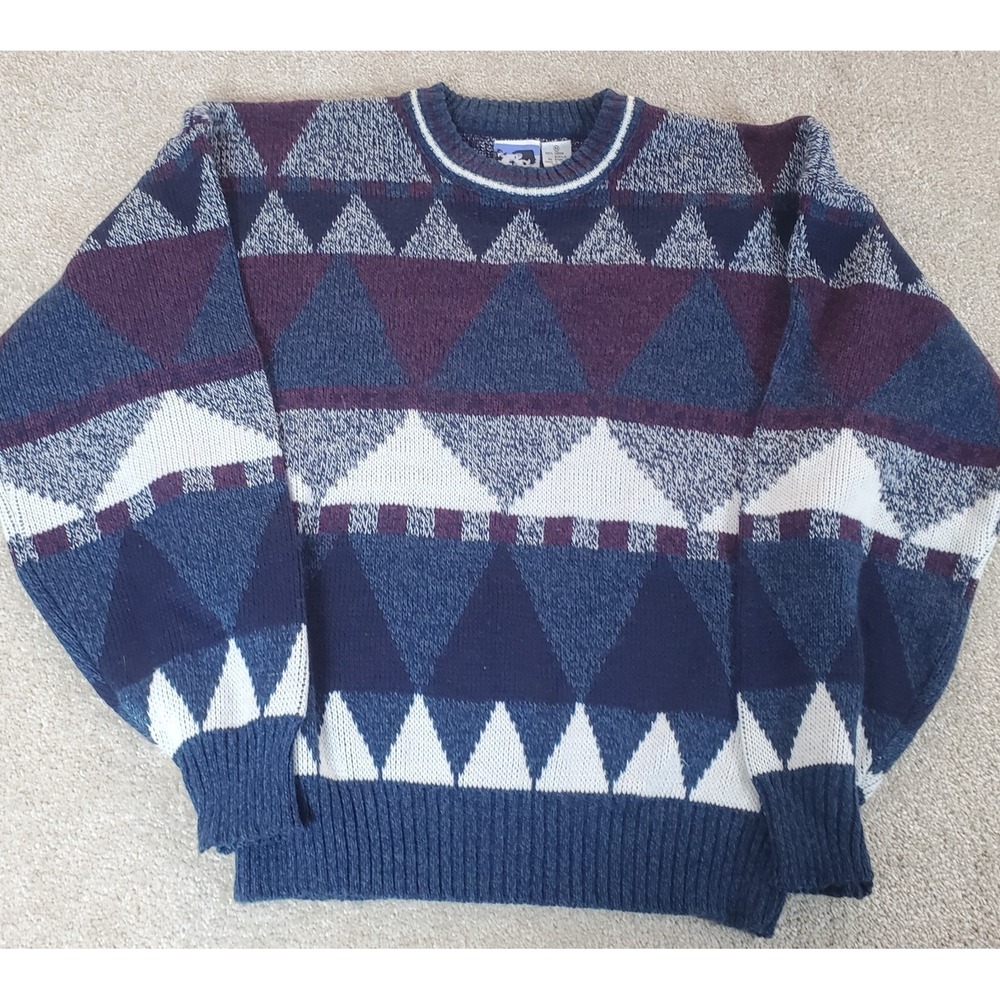 Vintage Todays News Sweater Size M Medium Geometric Abstract Pattern 90s